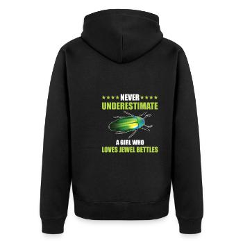 Prachtkäfer Liebhaberin Mädchen - Unisex Premium Bio Zip Hoodie - Schwarz - Hinten - Nico (187cm)