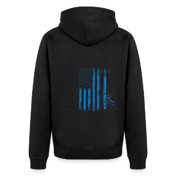 Spearfishing USA - Unisex Premium Organic Zip Hoodie - black - Back - Nico (187cm)
