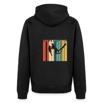 Speerfischen - Unisex Premium Bio Zip Hoodie - Schwarz - Hinten - Nico (187cm)