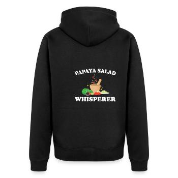 Papaya Salat Flüsterer - Unisex Premium Bio Zip Hoodie - Schwarz - Hinten - Nico (187cm)
