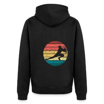 Volleyball Retro - Unisex Premium Organic Zip Hoodie - black - Back - Nico (187cm)