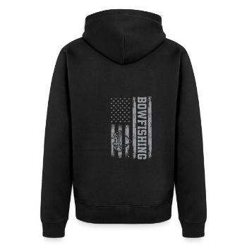 Bogenfischen Amerika - Unisex Premium Bio Zip Hoodie - Schwarz - Hinten - Nico (187cm)