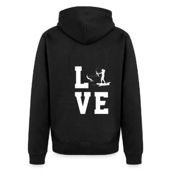 Bogenfischen - Unisex Premium Bio Zip Hoodie - Schwarz - Hinten - Nico (187cm)