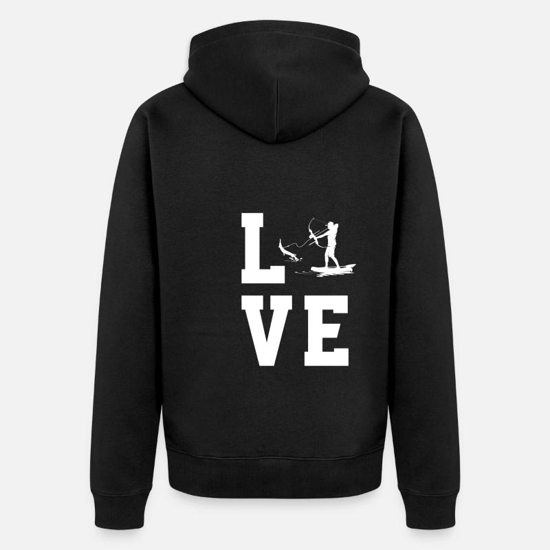 Bogenfischen - Unisex Premium Bio Zip Hoodie - Schwarz