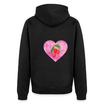 Lychee Heart - Unisex Premium Organic Zip Hoodie - black - Back - Nico (187cm)