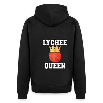 Lychee Queen - Unisex Premium Organic Zip Hoodie - black - Back - Nico (187cm)