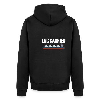 LNG Carrier - Unisex Premium Organic Zip Hoodie - black - Back - Nico (187cm)