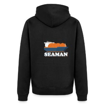 LNG tanker Seamann - Unisex Premium Organic Zip Hoodie - black - Back - Nico (187cm)
