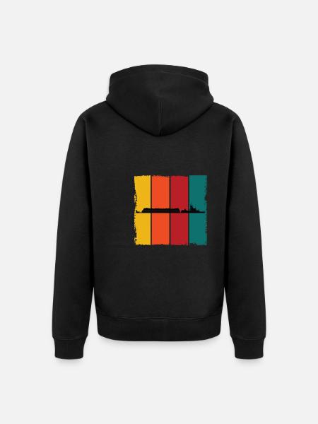 Schleppschiff Retro - Unisex Premium Bio Zip Hoodie - Schwarz