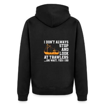 Fishing cutter lovers - Unisex Premium Organic Zip Hoodie - black - Back - Nico (187cm)