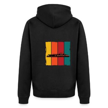 Fährschiff Retro Fähre - Unisex Premium Bio Zip Hoodie - Schwarz - Hinten - Nico (187cm)