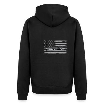 Fährschiff Retro Fähre - Unisex Premium Bio Zip Hoodie - Schwarz - Hinten - Nico (187cm)