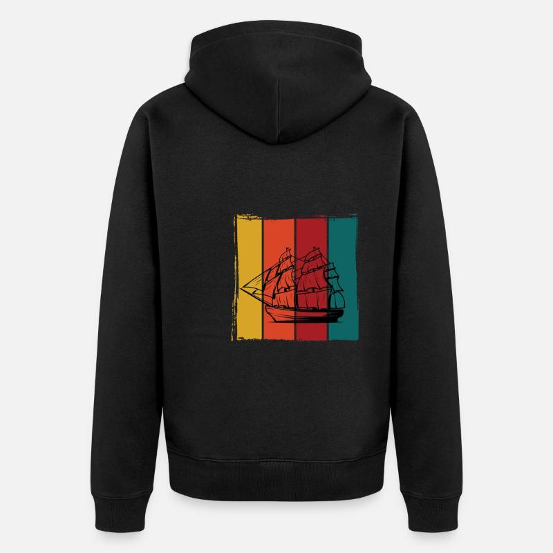 Segelschiff - Unisex Premium Bio Zip Hoodie - Schwarz