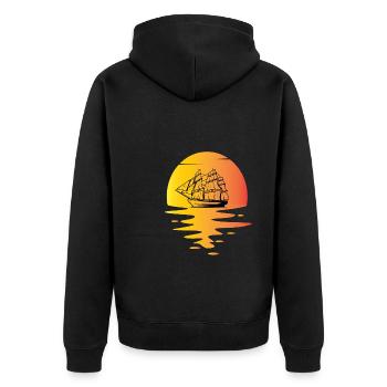 Vintage Segelschiff - Unisex Premium Bio Zip Hoodie - Schwarz - Hinten - Nico (187cm)