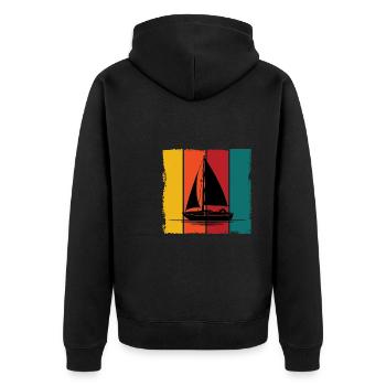 Yacht Segelboot Outfit Segelboot Skipper - Unisex Premium Bio Zip Hoodie - Schwarz - Hinten - Nico (187cm)