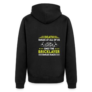Maurer saying - Unisex Premium Organic Zip Hoodie - black - Back - Nico (187cm)