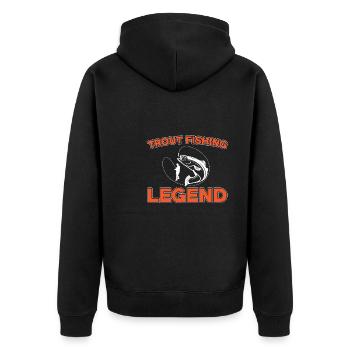 Forellenangler Legende - Unisex Premium Bio Zip Hoodie - Schwarz - Hinten - Nico (187cm)