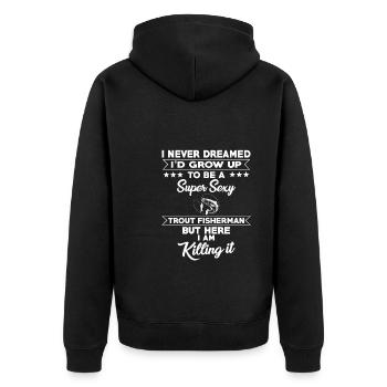 Citation amusante de pêcheur de truite - Veste à capuche bio Premium Unisexe - noir - Dos - Nico (187cm)