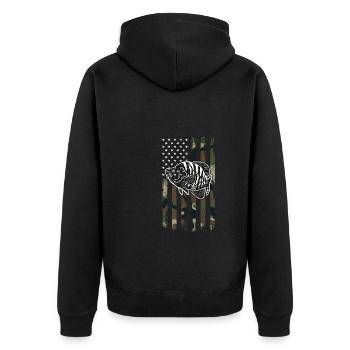 USA Flagge Crappie Fish - Unisex Premium Bio Zip Hoodie - Schwarz - Hinten - Nico (187cm)