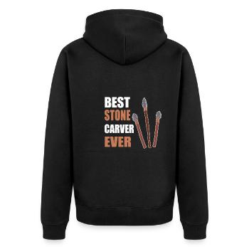 Stonemason - Unisex Premium Organic Zip Hoodie - black - Back - Nico (187cm)