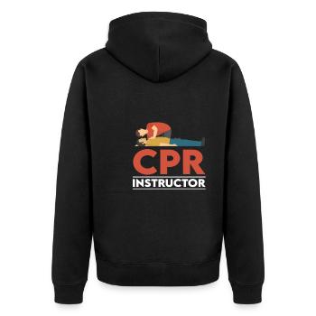 Certified HLW Instructor - Unisex Premium Organic Zip Hoodie - black - Back - Nico (187cm)
