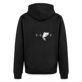 Battement de cœur de pêche au doré jaune - Veste à capuche bio Premium Unisexe - noir - Dos - Nico (187cm)