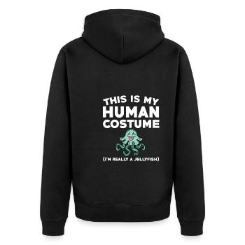 Lustiges Quallenkostüm - Unisex Premium Bio Zip Hoodie - Schwarz - Hinten - Nico (187cm)
