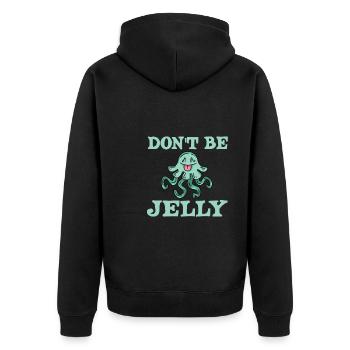 Lustige Quallen Sind Kein Gelee - Unisex Premium Bio Zip Hoodie - Schwarz - Hinten - Nico (187cm)