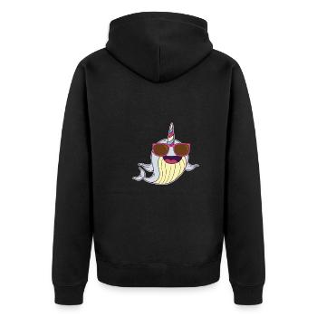 Süsser Narwal Mit Sonnenbrille - Unisex Premium Bio Zip Hoodie - Schwarz - Hinten - Nico (187cm)