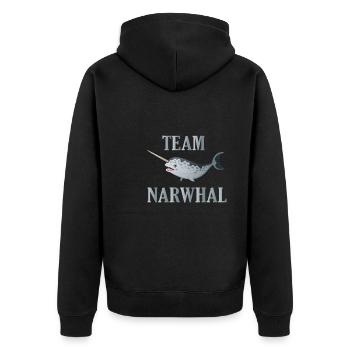 Team Narwal - Unisex Premium Bio Zip Hoodie - Schwarz - Hinten - Nico (187cm)