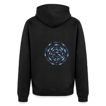 Gruppe Von Haien - Unisex Premium Bio Zip Hoodie - Schwarz - Hinten - Nico (187cm)