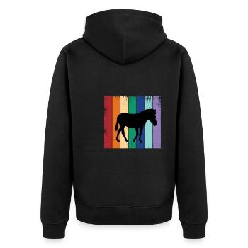 Zebra - Unisex Premium Bio Zip Hoodie - Schwarz - Hinten - Nico (187cm)