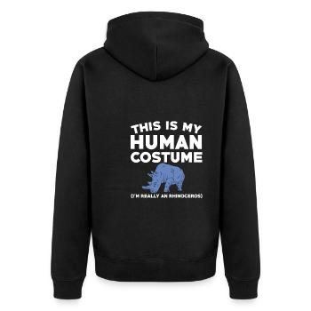 Lustiger Nashorn Spruch - Unisex Premium Bio Zip Hoodie - Schwarz - Hinten - Nico (187cm)