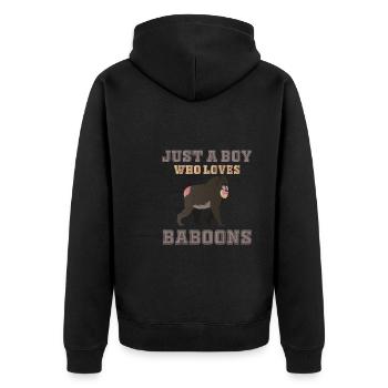 Just A Boy Who Loves Baboons - Unisex Premium Organic Zip Hoodie - black - Back - Nico (187cm)