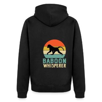 Baboon Whisperer Monkey Gift - Unisex Premium Organic Zip Hoodie - black - Back - Nico (187cm)