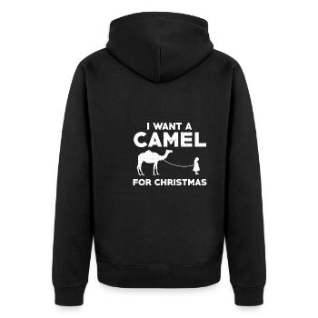 Ich Möchte Ein Kamel Zu Weihnachten - Unisex Premium Bio Zip Hoodie - Schwarz - Hinten - Nico (187cm)