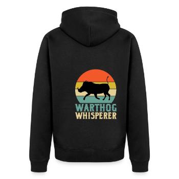 Great Warthog Whisperer Gift - Unisex Premium Organic Zip Hoodie - black - Back - Nico (187cm)
