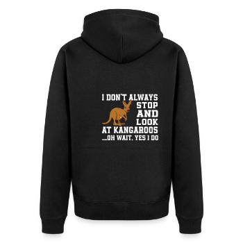 Funny Kangaroo Saying - Unisex Premium Organic Zip Hoodie - black - Back - Nico (187cm)