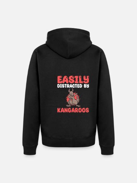 Easily distracted by kangaroos - Unisex Premium Organic Zip Hoodie - black