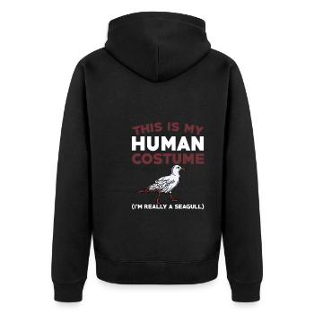 Möwe Menschliches Kostüm - Unisex Premium Bio Zip Hoodie - Schwarz - Hinten - Nico (187cm)