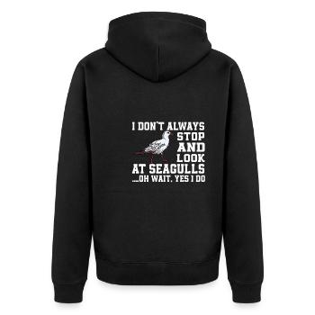 Funny Seagull Saying - Unisex Premium Organic Zip Hoodie - black - Back - Nico (187cm)
