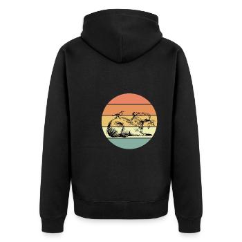 Retro Capybara T-Shirt - Unisex Premium Bio Zip Hoodie - Schwarz - Hinten - Nico (187cm)