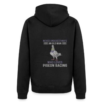 Course de pigeons pour hommes - Veste à capuche bio Premium Unisexe - noir - Dos - Nico (187cm)