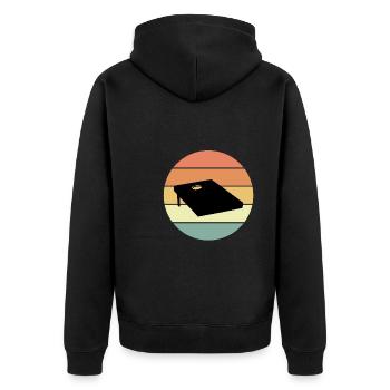 Conception de planche de cornhole rétro - Veste à capuche bio Premium Unisexe - noir - Dos - Nico (187cm)