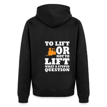Gabelstaplerfahrer - Unisex Premium Bio Zip Hoodie - Schwarz - Hinten - Nico (187cm)