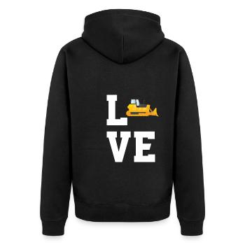 Dear Bulldozers - Unisex Premium Organic Zip Hoodie - black - Back - Nico (187cm)