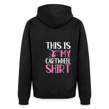 Das Ist Mein Radschlag Shirt - Unisex Premium Bio Zip Hoodie - Schwarz - Hinten - Nico (187cm)