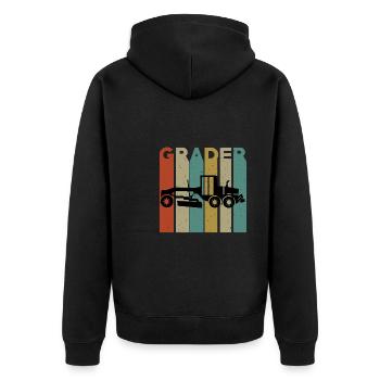 Grader Retro Design - Unisex Premium Bio Zip Hoodie - Schwarz - Hinten - Nico (187cm)