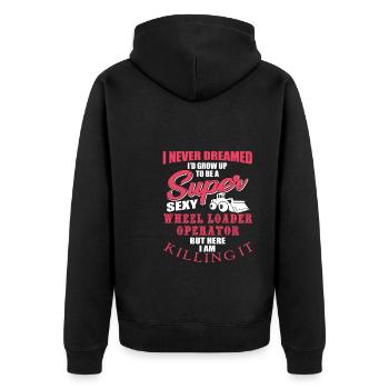 Funny wheel loader driver gift - Unisex Premium Organic Zip Hoodie - black - Back - Nico (187cm)