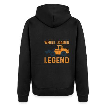 Radlader Legende - Unisex Premium Bio Zip Hoodie - Schwarz - Hinten - Nico (187cm)